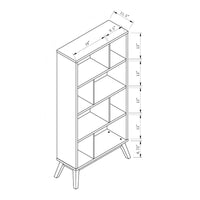 Tall Bookcase, 4 Storage Shelves, 65 Inch, White and Natural Brown -BM334371