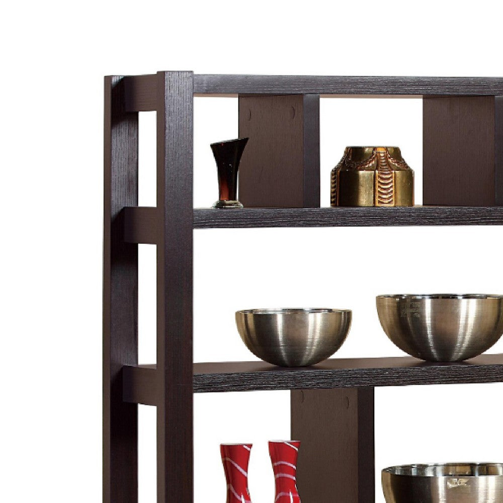 Display Cabinet with 5 Shelves, 2 Drawers, 63 Inch, Red Cocoa Brown -BM334375