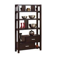 Display Cabinet with 5 Shelves, 2 Drawers, 63 Inch, Red Cocoa Brown -BM334375