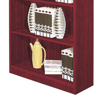Guvo Bookshelf, 5 Shelves, Raised Platform, 71 Inch Red Mahogany Brown -BM334379