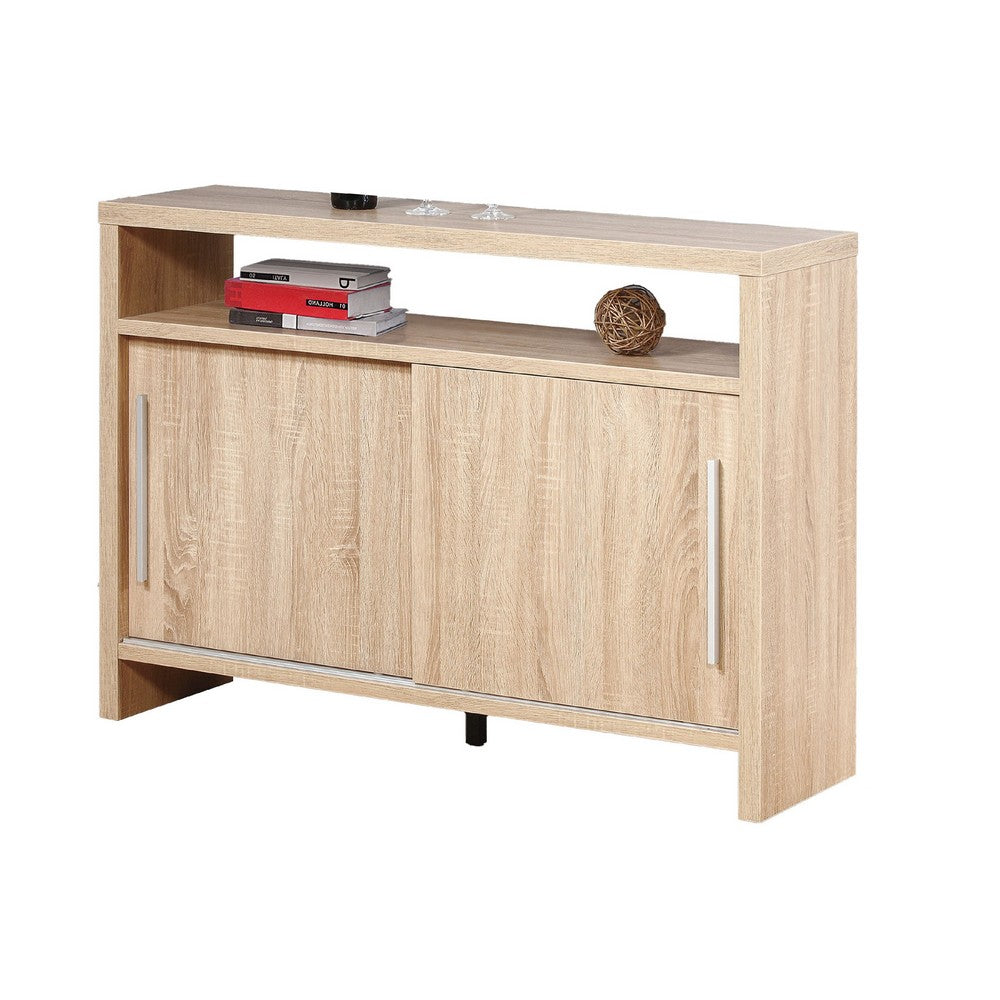 Vivu Sideboard Console Cabinet, 4 Shelves, 47 Inch, Weathered White  -BM334383