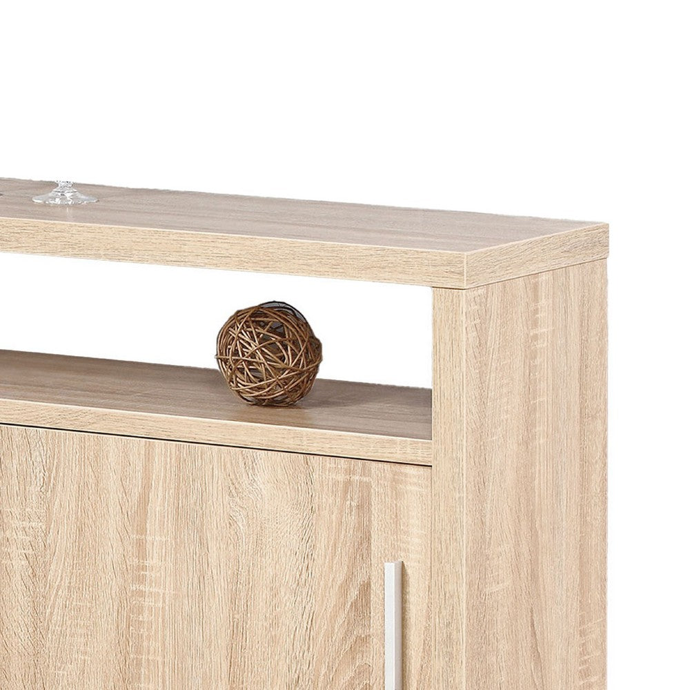 Vivu Sideboard Console Cabinet, 4 Shelves, 47 Inch, Weathered White  -BM334383