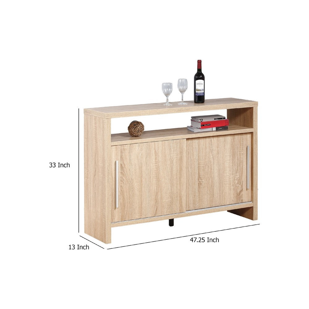 Vivu Sideboard Console Cabinet, 4 Shelves, 47 Inch, Weathered White  -BM334383