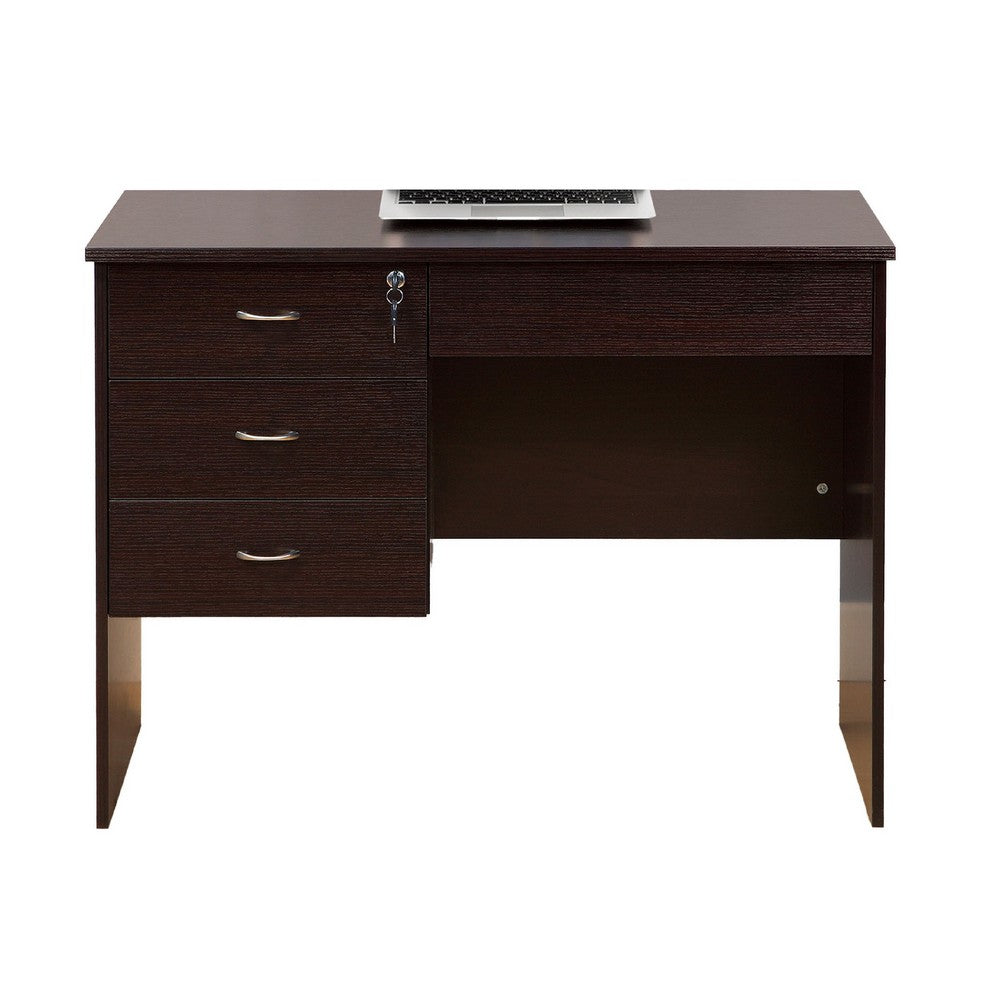 Sial Laptop Desk, 4 Drawers, 40 Inch, Red Cocoa Brown Composite Board -BM334391