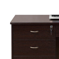Sial Laptop Desk, 4 Drawers, 40 Inch, Red Cocoa Brown Composite Board -BM334391