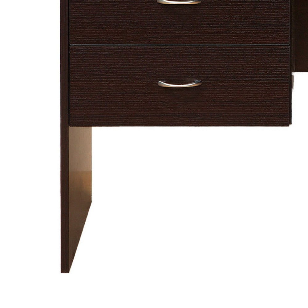 Sial Laptop Desk, 4 Drawers, 40 Inch, Red Cocoa Brown Composite Board -BM334391
