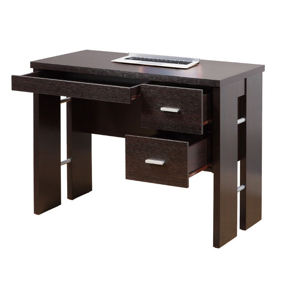 Laptop Desk, 3 Storage Drawers, 39 Inch, Red Cocoa Brown Wood -BM334393
