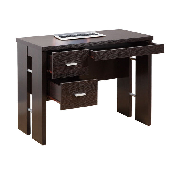 Laptop Desk, 3 Storage Drawers, 39 Inch, Red Cocoa Brown Wood -BM334393