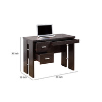 Laptop Desk, 3 Storage Drawers, 39 Inch, Red Cocoa Brown Wood -BM334393