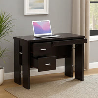 Laptop Desk, 3 Storage Drawers, 39 Inch, Red Cocoa Brown Wood -BM334393