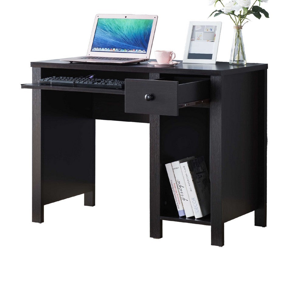 Akol Computer Desk, Keyboard Drawer and Storage, 39 Inch, Black -BM334401