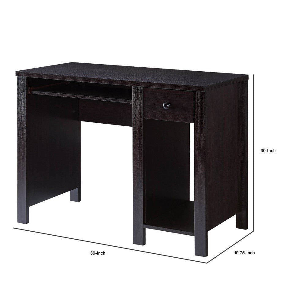Akol Computer Desk, Keyboard Drawer and Storage, 39 Inch, Black -BM334401