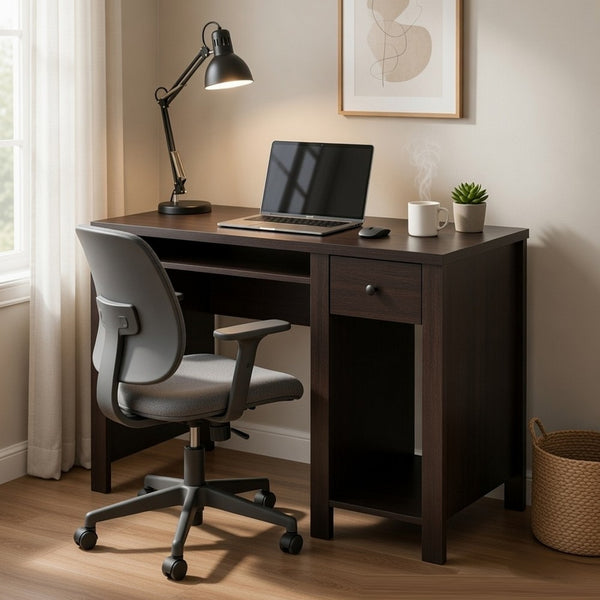 Akol Computer Desk, Keyboard Drawer and Storage, 39 Inch, Black -BM334401