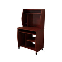 Niro Utility Desk Cart with Hutch, 7 Shelves, 53 Inch Mahogany Brown -BM334406