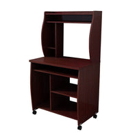 Niro Utility Desk Cart with Hutch, 7 Shelves, 53 Inch Mahogany Brown -BM334406