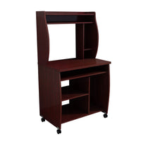 Niro Utility Desk Cart with Hutch, 7 Shelves, 53 Inch Mahogany Brown -BM334406