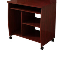Niro Utility Desk Cart with Hutch, 7 Shelves, 53 Inch Mahogany Brown -BM334406