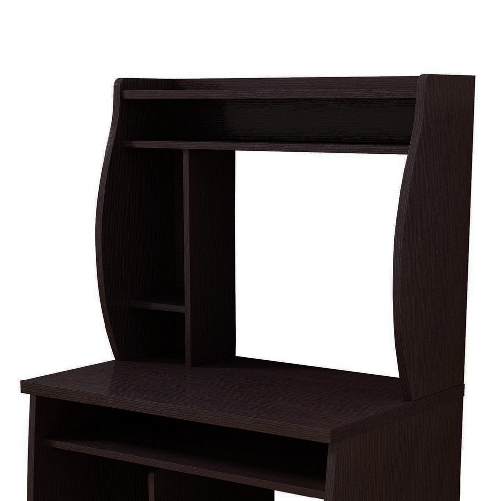 Niro Utility Desk Cart with Hutch, 7 Shelves, 53 Inch Red Cocoa Brown -BM334407