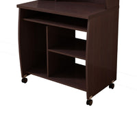 Niro Utility Desk Cart with Hutch, 7 Shelves, 53 Inch Red Cocoa Brown -BM334407