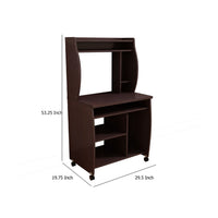 Niro Utility Desk Cart with Hutch, 7 Shelves, 53 Inch Red Cocoa Brown -BM334407