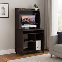 Niro Utility Desk Cart with Hutch, 7 Shelves, 53 Inch Red Cocoa Brown -BM334407