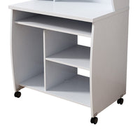 Niro Utility Desk Cart with Hutch, 7 Shelves, 53 Inch White Wood -BM334408