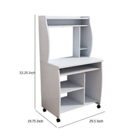 Niro Utility Desk Cart with Hutch, 7 Shelves, 53 Inch White Wood -BM334408