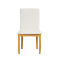 Side Dining Chair Set of 2, Solid Wood, Cream Textured Woven Fabric -BM334409