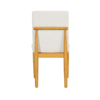 Side Dining Chair Set of 2, Solid Wood, Cream Textured Woven Fabric -BM334409