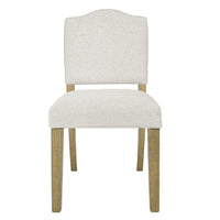 Side Dining Chair, Open Back Solid Wood Frame, Cream Woven Fabric -BM334410