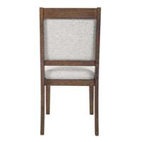 Tom Side Dining Chair Set of 2, Brown Solid Wood, Ivory Woven Fabric -BM334411