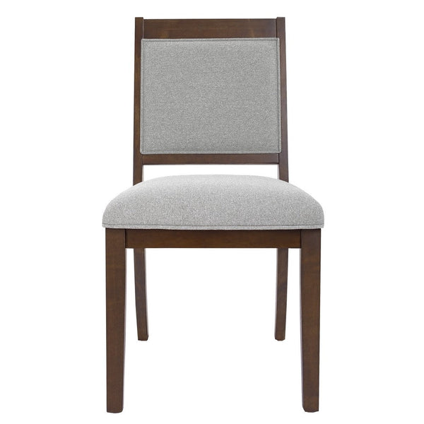 Tom Side Dining Chair Set of 2, Brown Solid Wood, Gray Woven Fabric -BM334412