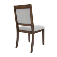 Tom Side Dining Chair Set of 2, Brown Solid Wood, Gray Woven Fabric -BM334412
