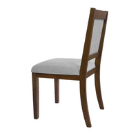 Tom Side Dining Chair Set of 2, Brown Solid Wood, Gray Woven Fabric -BM334412
