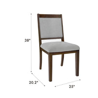 Tom Side Dining Chair Set of 2, Brown Solid Wood, Gray Woven Fabric -BM334412