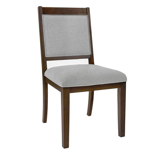 Tom Side Dining Chair Set of 2, Brown Solid Wood, Gray Woven Fabric -BM334412