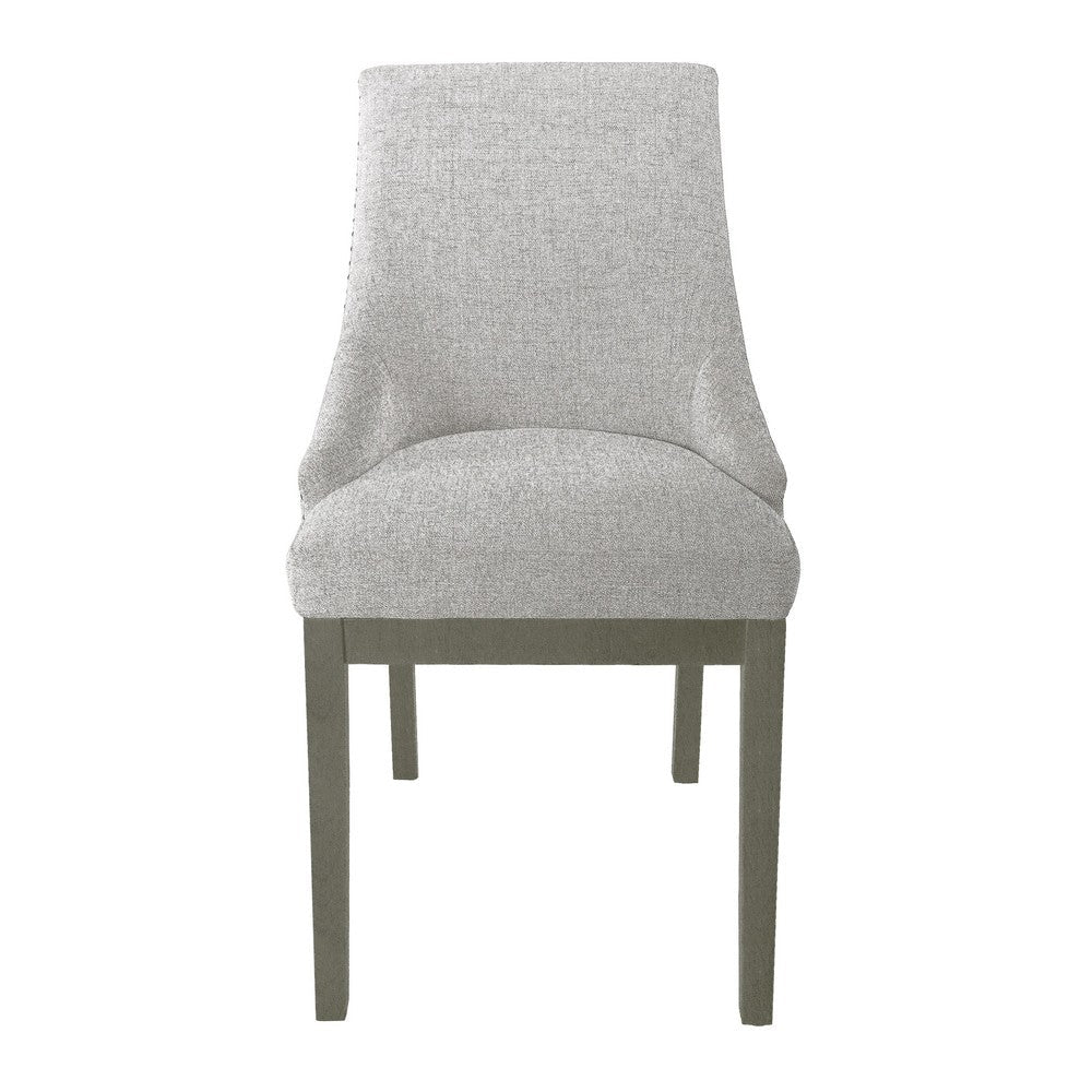 Side Dining Chair with Barrel Curved Back, Neutral Gray Textured Woven -BM334413