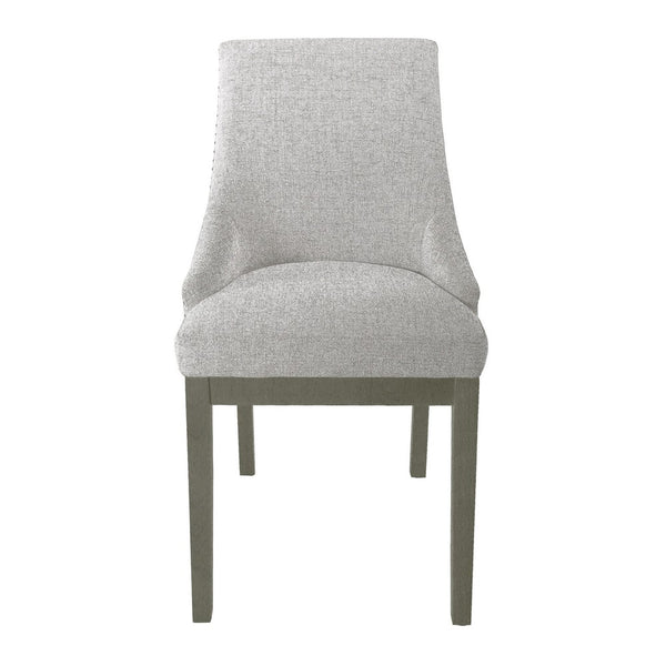 Side Dining Chair with Barrel Curved Back, Neutral Gray Textured Woven -BM334413