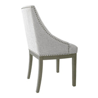 Side Dining Chair with Barrel Curved Back, Neutral Gray Textured Woven -BM334413