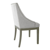 Side Dining Chair with Barrel Curved Back, Neutral Gray Textured Woven -BM334413
