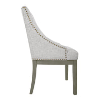 Side Dining Chair with Barrel Curved Back, Neutral Gray Textured Woven -BM334413