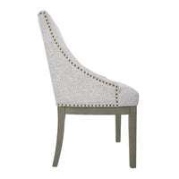 Side Dining Chair with Barrel Curved Back, Neutral Gray Textured Woven -BM334413