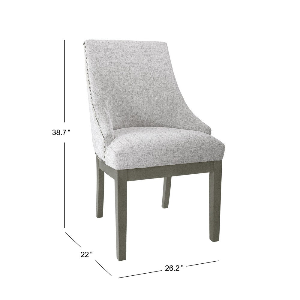 Side Dining Chair with Barrel Curved Back, Neutral Gray Textured Woven -BM334413