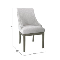 Side Dining Chair with Barrel Curved Back, Neutral Gray Textured Woven -BM334413