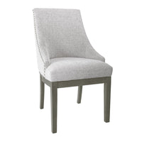 Side Dining Chair with Barrel Curved Back, Neutral Gray Textured Woven -BM334413