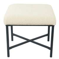 Zac Square Ottoman Footstool, Black, Cream Faux Sheepskin 19 Inch -BM334415