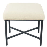 Zac Square Ottoman Footstool, Black, Cream Faux Sheepskin 19 Inch -BM334415