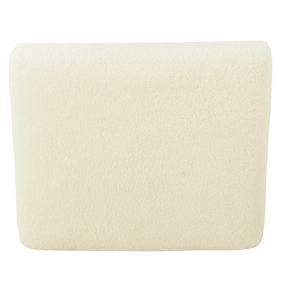 Zac Square Ottoman Footstool, Black, Cream Faux Sheepskin 19 Inch -BM334415