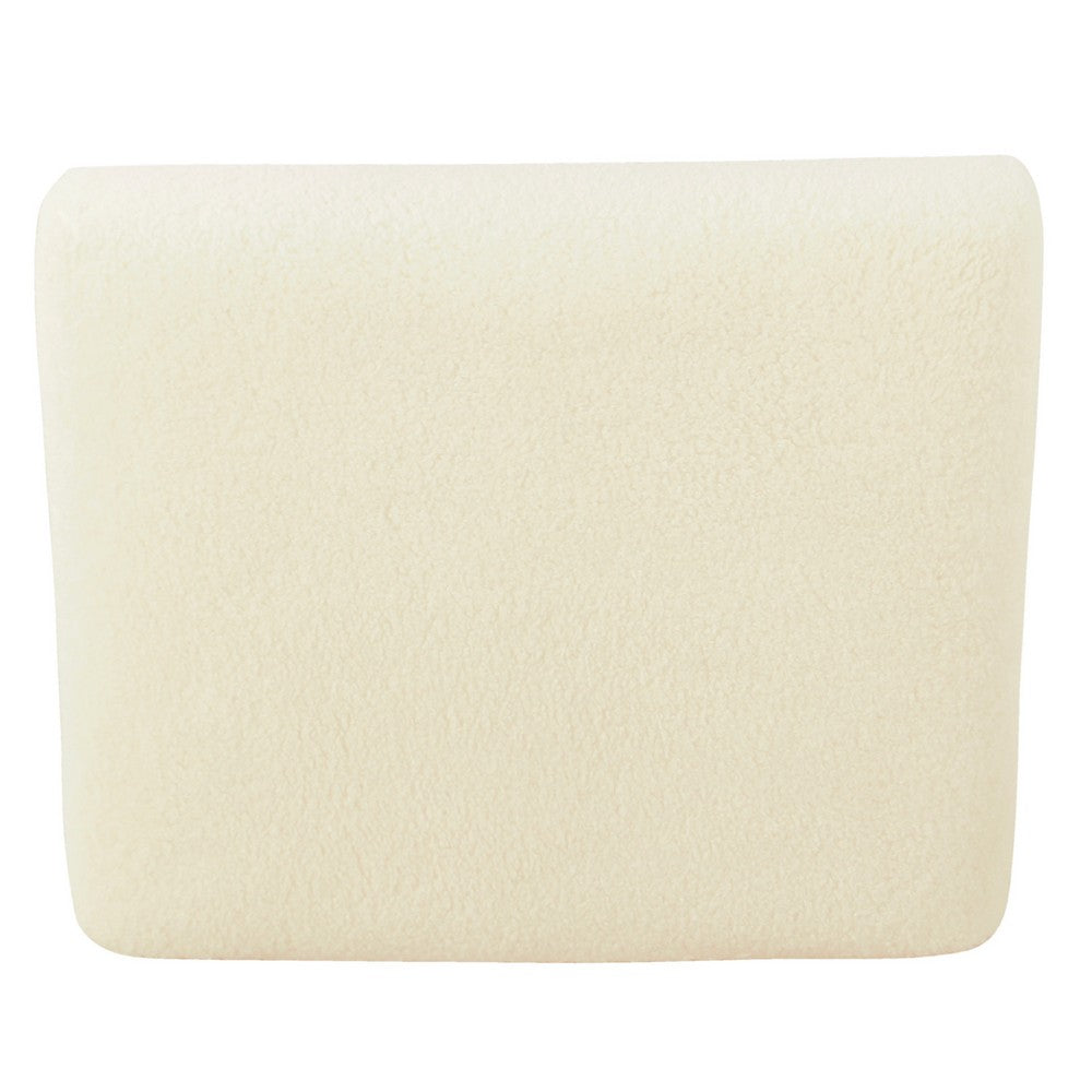 Zac Square Ottoman Footstool, Black, Cream Faux Sheepskin 19 Inch -BM334415