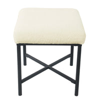 Zac Square Ottoman Footstool, Black, Cream Faux Sheepskin 19 Inch -BM334415